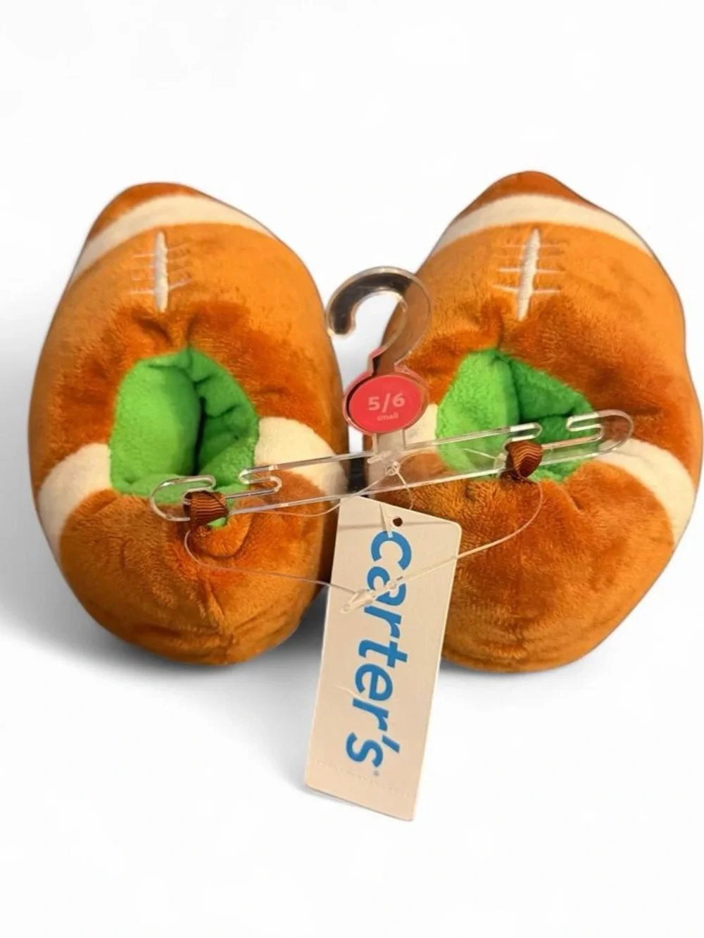 Carter's Plush Football Kids Slippers - Brown & White